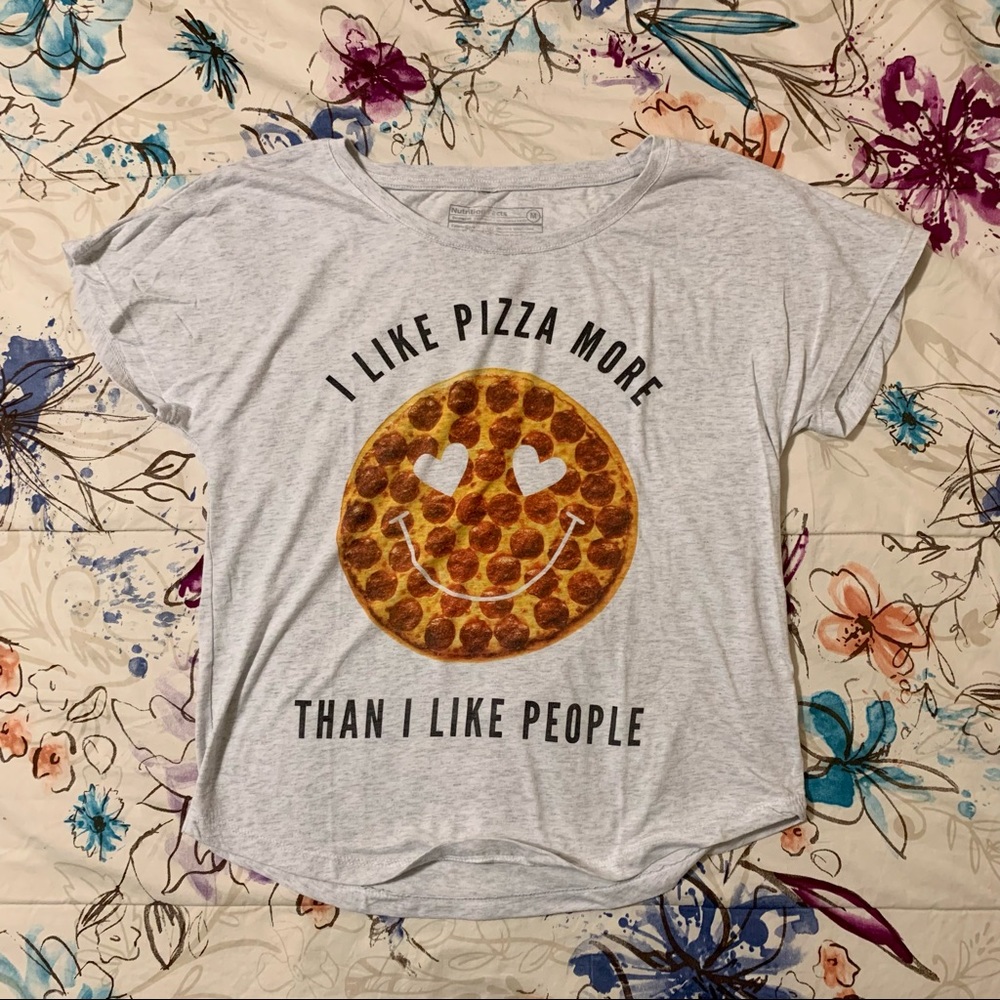 - 💜 VTG HTF/Discontinued I Like Pizza More Than I Like People Oversized Shirt